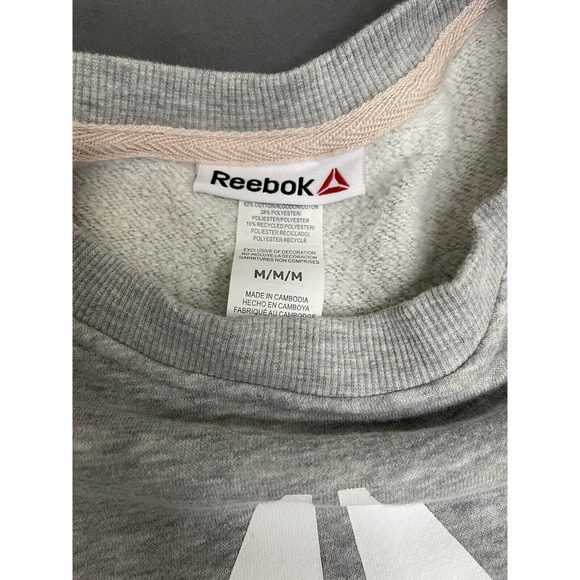 Reebok Sweater Womens Medium Gray Outdoors Sweatshirt Logo - Picture 8 of 11
